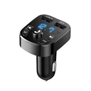 Bluetooth-совместимый автомобильный комплект с FM-передатчиком 5.0, MP3-модулятор, Беспроводной аудиоприемник громкой связи, быстрое зарядное устройство с двумя USB