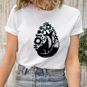 Модная женская футболка в стиле ретро с короткими рукавами и милым животным рисунком, женская повседневная футболка с круглым вырезом и забавным акварельным принтом.