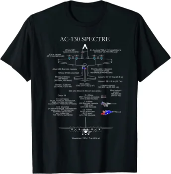 Редкие Характеристики Боевого корабля AC-130 Spooky Инфографика Футболка из 100% хлопка С Круглым вырезом Летняя Повседневная Мужская футболка С коротким рукавом Размер S-3XL