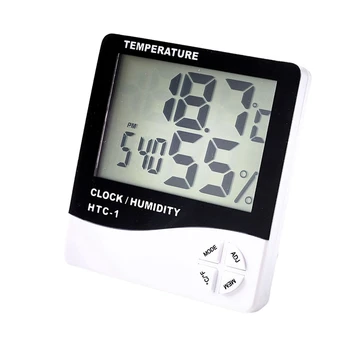 Цифровой ЖК-дисплей Электронный измеритель температуры и влажности в помещении, на улице, метеостанция, будильник, 4-клавишная модель, простая в использовании